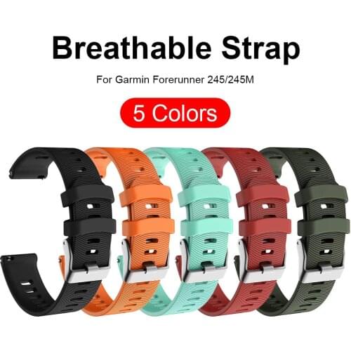 For Garmin Forerunner 245/245M Silicone Watch Band Replacement Wrist Strap Solid Colo Breathable Bracelet Smartwatch Accessories