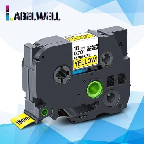 Labelwell tze-641 tze 641 Laminated label tape Black on Yellow 18mm tze641 tz-641 label cartridge for Brother p touch printer