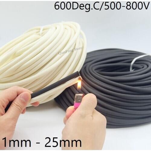 5/10M Fiberglass Tube 1mm ~ 25mm HTG Cable Sleeve Soft Chemical Fiber Glass Wire Wrap Protector Insulation High Temperature Pipe