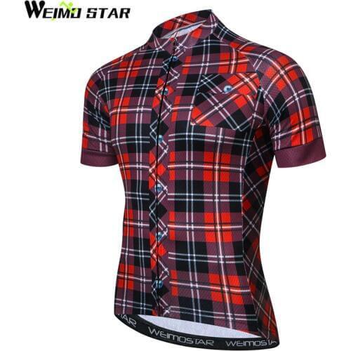 Weimostar Pro Team Grid Cycling Jersey Men Summer Short Sleeve Bicycle Cycling Clothing Quick Dry MTB Bike Jersey Ropa Ciclismo