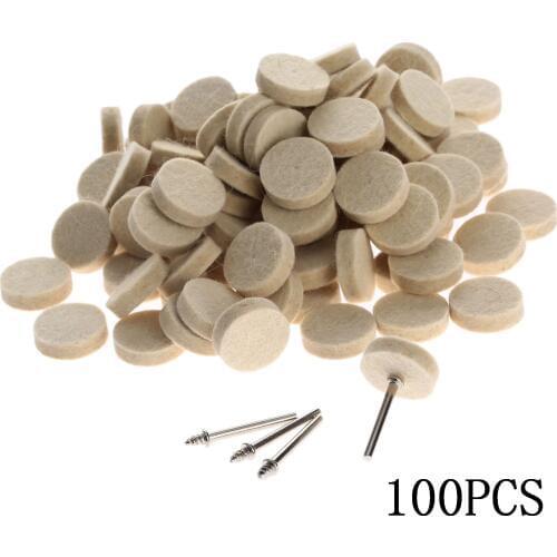 Yetaha 100Pcs 25mm Wool Felt Polishing Buffing Wheel Grinding Polishing Pad With 4Pcs 3.2 mm Shanks For Car Rotary Tool Polisher