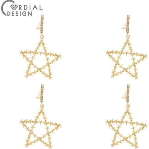 Cordial Design 50Pcs 30*47MM Jewelry Accessories/DIY/Rhinestone Earrings Stud/Star Shape/Hand Made/Jewelry Findings & Components