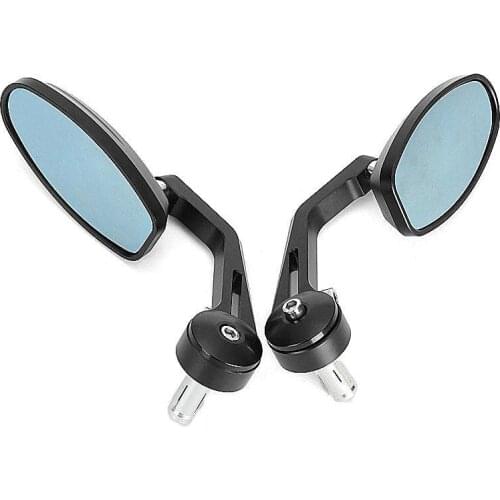 1 Pair Motorcycle Rearview Mirrors CNC Bar End Aluminum Black Mirror Angle Adjustable Universal For Street Sport Bikes