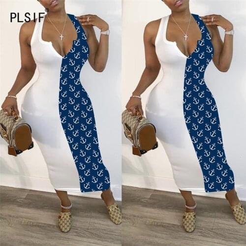 2020 special fashion design lady sexy tight long dress high street brand chic sexy v-neck summer vest dress