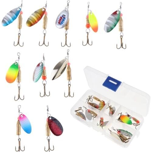 11pcs/lot Colorful Replaceable Pattern Metal Spoon Fishing Lures Spinner Bait with Box