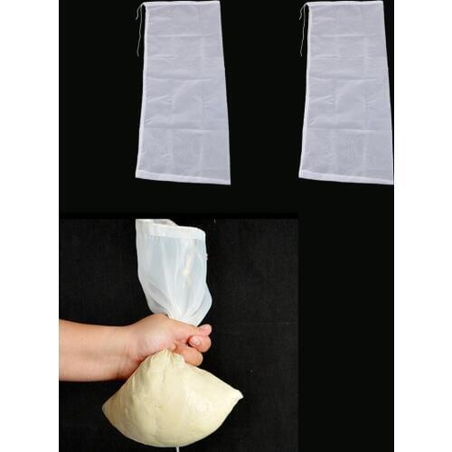 2 Pcs Food Grade Fine Nylon Mesh Strainer Almond Milk Bags Cheese Maker Coffee &Tea Filter 25x60cm