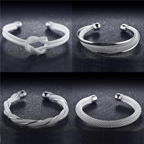 2021 Simple 925 Sterling Silver Handmade Weave Charm Bracelet &Bangle For Women Fashion Wedding Elegant Jewelry sl147