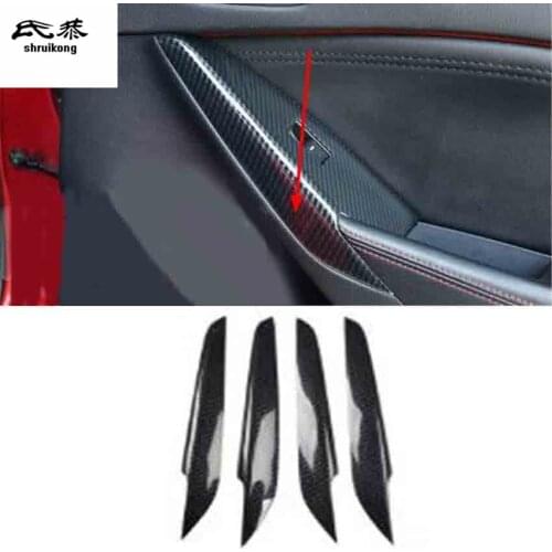 4PCS/Lot ABS Carbon Fiber Grain Interior Door Armrest Decoration Cover for 2013 2014 MAZDA 6 Car Accessories