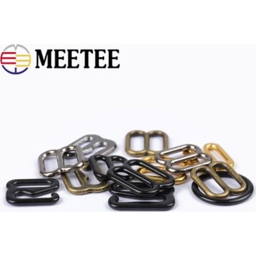 Meetee 50sets Bikini Buckle Connectors Underwear Adjuster Button Bra Hooks Clasp Plastic Alloy DIY Sewing Supplies DY204