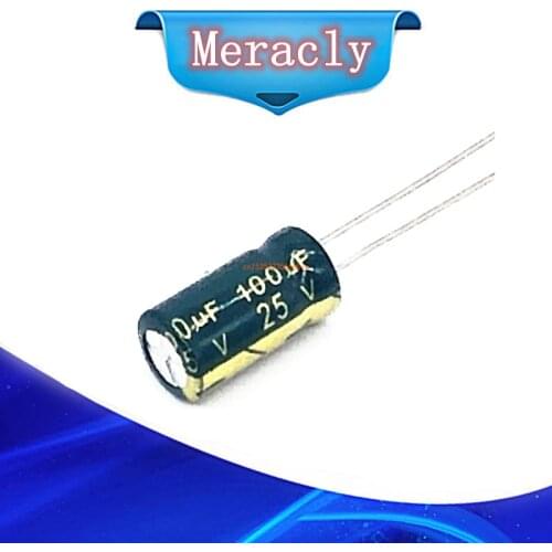 50pcs/lot T01 25V 100UF Low ESR/Impedance high frequency aluminum electrolytic capacitor size 6*12 100UF25V 20