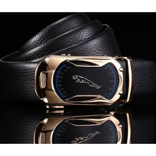 ManBang Brand Fashion Mens Belt First Layer Genuine Leather Automatic Buckle Business Young Cowhide for Jeans High Quality