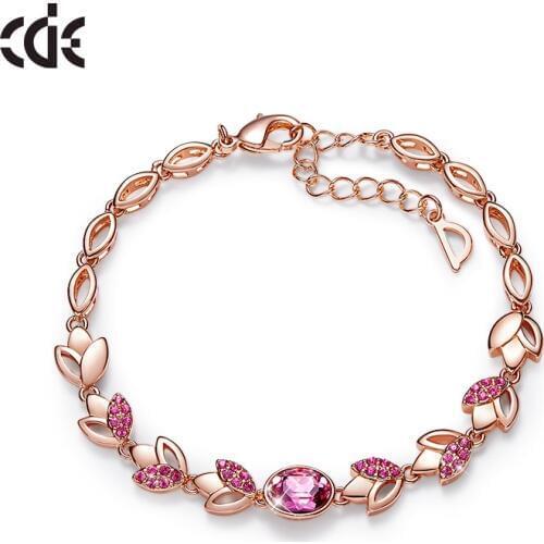 CDE Women Gold Bracelet Jewellery Embellished with Crystals from Swarovski Adjustable Bracelet Rose Gold Jewelry for Her