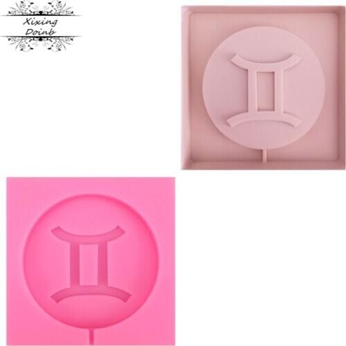Twelve constellation Gemini shape lollipop silicone mold chocolate mollus mold card cake decorating tool