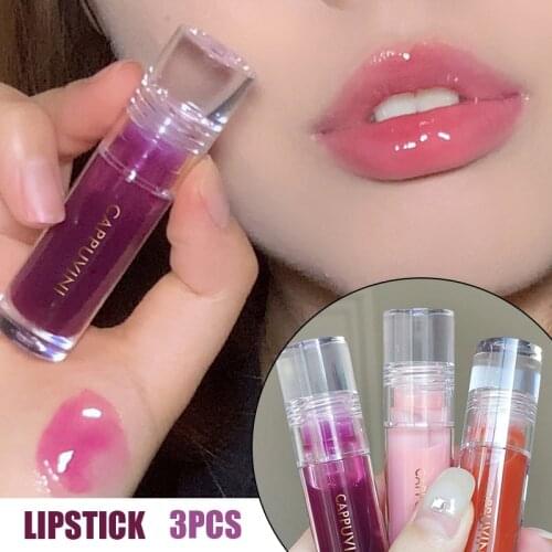 3pcs/set Mirror Finish Lip Glaze Long Lasting Moisturizing No Fading Non-stick Lipstick MH88