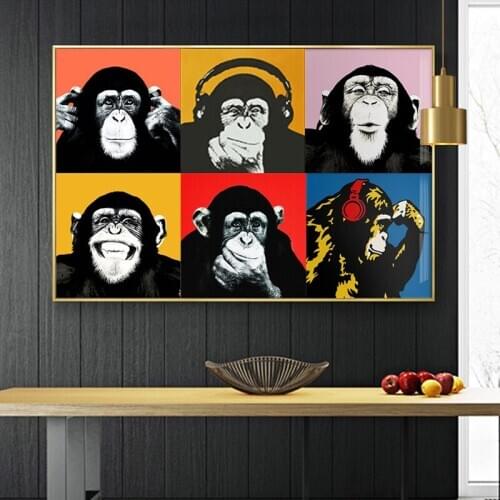 RELIABLI ART Canvas Painting Six Monkey Gorilla Pictures For Home Animal Posters And Prints Wall Art For Living Room Decoration