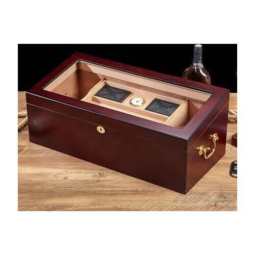 Cedar wood humidor humidor cigar humidor large display cigar humidor Transparent top window design