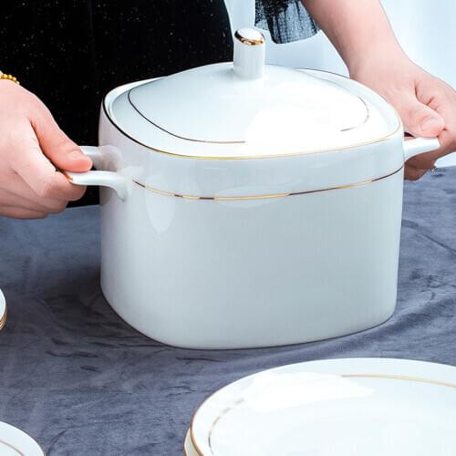 Just one pot Heads jingdezhen ceramics Soup Pot with Lid European style dishes set Kitchen Supplies Dinnerware Sets