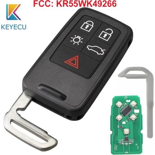 KEYECU Replacement Smart Remote Car Key FOB 5 Buttons 433MHz ID46 Chip for Volvo S80 S60 SC60 V60 XC70 V70 FCC: KR55WK49266