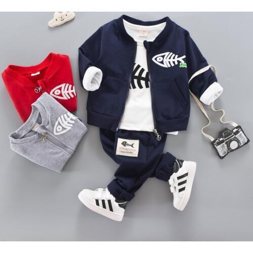 Children Cartoon Baby Boys Girl Clothes Spring Autumn Cotton t-Shirts Jacket Pants 3Pcs/sets Infant Kid Fashion Toddler suit set