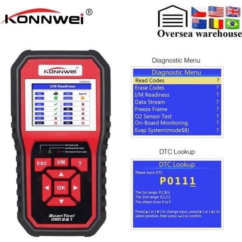 KONNWEI KW850 Full OBD2 Car Diagnostics Tool KW 850 OBDII Auto Scanner PK AD410 NT301 Update Free On PC with RU/UK/BR Warehouse