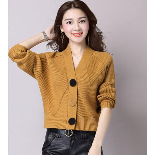 2021 Spring Autumn Korean Womens V-neck Loose Sweater Coat Shawl Bat Shirt Short Knit Sweater Cardigan Ins Top Trend Female 41