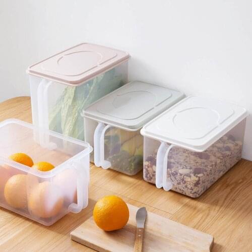 Kitchen Storage Containers with Handle Food Container Rice Box Case Refrigerator Organizer Fruits Meat Fish Storage Box