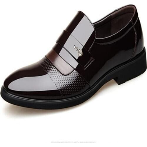 2021 Mens Dress Shoes Patent Leather Pointed Toe Men Wedding Shoes Ceremony Party Slip-On Oxford Shoes For Men Zapatos Hombre