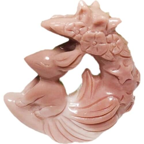 Natural Alashan Rocks Nine-Tailed Fox Pendant Quartz Crystal Gemstone Gumiho Healing Crystal Necklace Charms Women Jewelry Gift