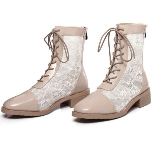 2021 New Hot Sale Ladies Sandals Fashion All-Match Ankle Boots Non-Slip Wear-Resistant Low Heel Patent Leather Mesh Summer Shoes