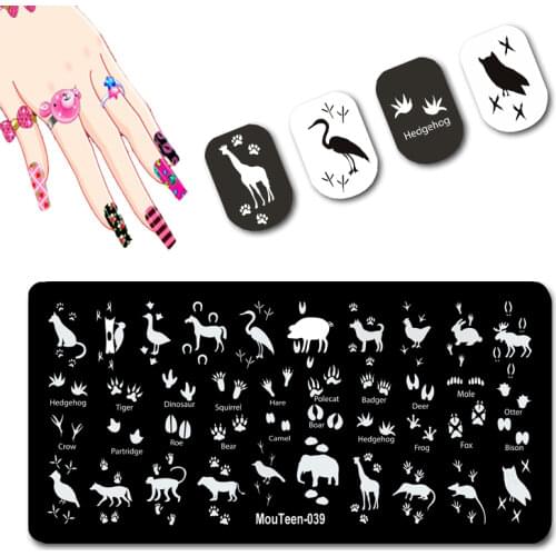 2021 New Animal Footprints Nail Transfer Plate Abstract Animal Modelling Stamping Plate for Nail Design #039