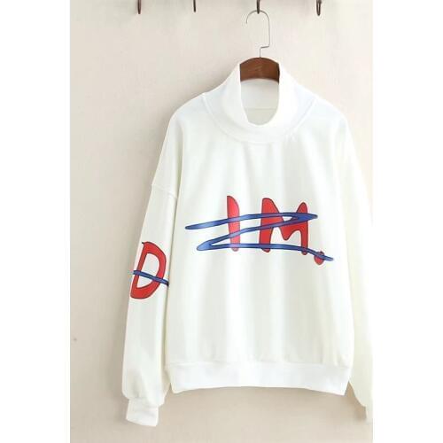 2017 autumn and winter new simple casual letters printing loose plus velvet warm hedging long-sleeved sweatshirts women jumper
