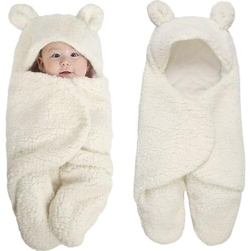 Swaddles Baby Sleeping Bag Unisex Onepiece Winter Warm Fluffy Fleece Cotton Swaddling Clothes Newborn Quilt Blanket