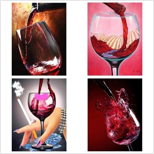 Full 5D Diy Square/Round diamond painting Red wine glass 3d embroidery cross stitch mosaic Childrens handmade puzzle