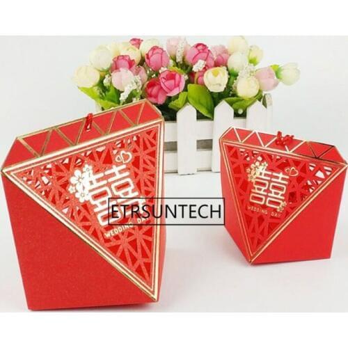 Hollow Wedding Tassel Box Candy Boxes Chinese Double Happiness Sweet Honey Gift Wedding Products Party