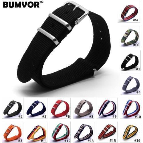 Watchband 1PCS Nylon Nato Watch Strap 20mm Watch Band Waterproof Watch Strap - 103 Multicolor Colors In Stock