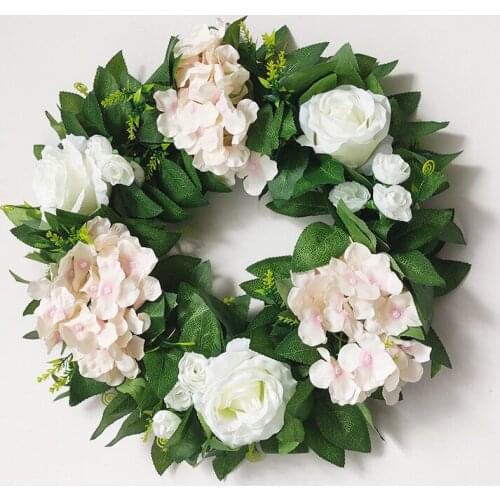 Rose and Hydrangea Artificial Wreaths Simulation Leaf Wreath Home Door Wedding Decoration Pendant Hanging Garlands