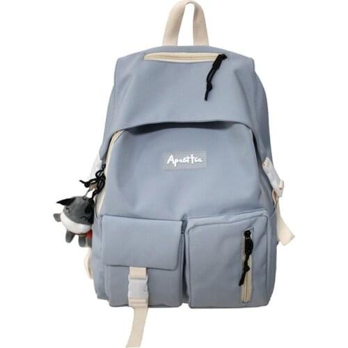 2021 New Student Schoolbag Backpack Fashion Backpack Single Shoulder Bag, Multi-Pocket, Pendant