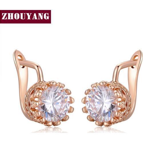 Top Quality Crown Earring Rose Gold Color Jewelry Made with Genuine Austrian Crystal ZYE610 ZYE611