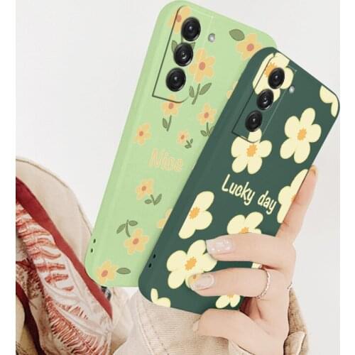 Flowers Liquid Silicone Phone Case For Samsung Galaxy S21 S20 FE S10 Note 20 10 Plus A72 A52 A42 A32 A71 A51 A41 Soft Back Cover