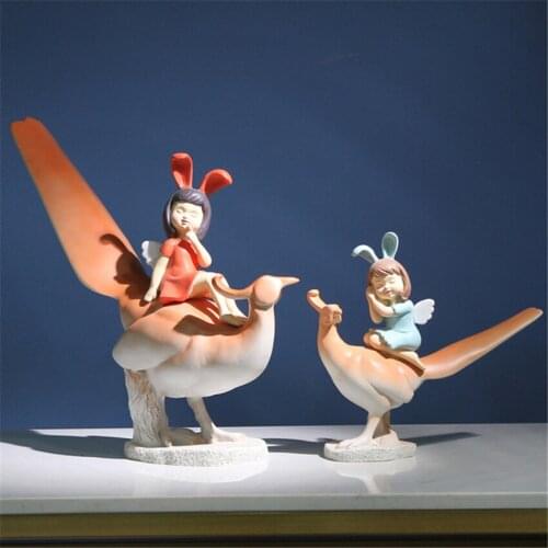 NORDIC RESIN CRAFTS FAIRY GARDEN DREAM GIRL MINIATURE FIGURINES FAIRY TALE CHARACTER ANIMALS HOME DECOR ACCESSORIES WINDOW DECOR