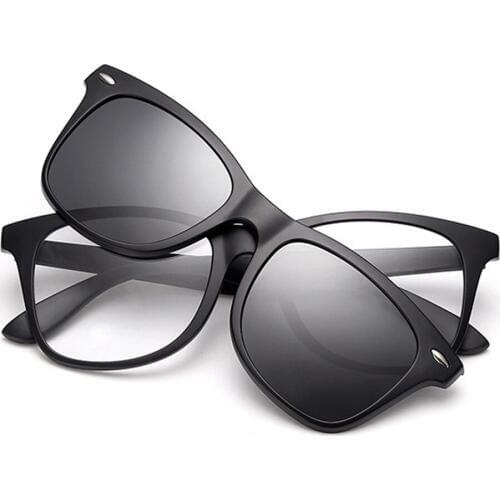 HJYFINO Clip on Sunglasses Clip on Glasses Square Lens Men Women Mirror Clip Sun Glasses Night Vision Driving Sunglasses for Men