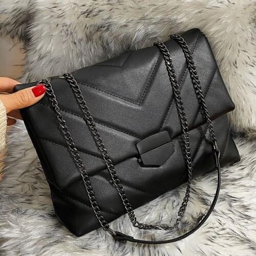 Woman Bag Luxury Brand Shoulder Bags New Black Leather Handbags Female Solid Crossbody Bags Girl Sac Chain Messenger Bag Ladies