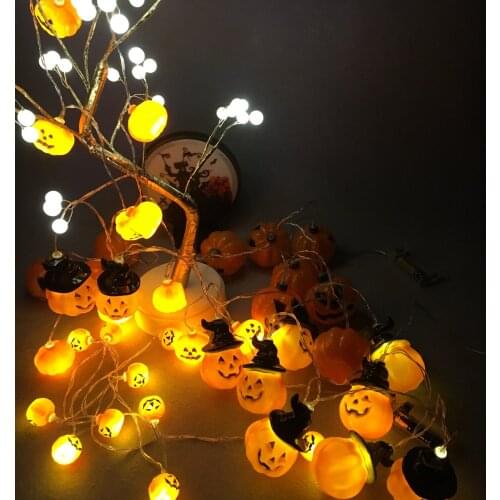 Halloween Pumpkin LED Light Festival Home Prop Decor DIY Pumpkin Light String Battery Horrible Ghost Office Decorations