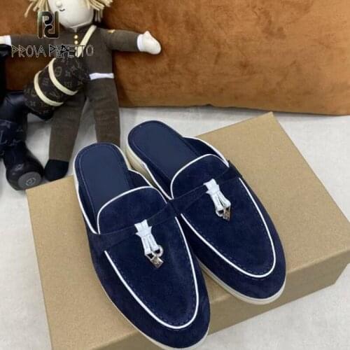 Genuine leather all-match lazy Muller shoes spring and summer British style casual and comfortable flat half slippers women