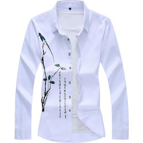 Spring Autumn Large Size Men Shirt Long-Sleeved Chinese Style Camisa Casual Fashion Top 8 Color Options S-7XL