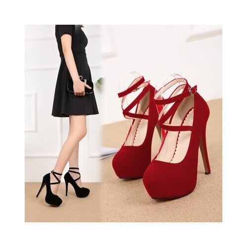 2020 New Platform Women Pumps Gladiator Solid Flock High Heels 14CM Shoes Women Shallow Sexy Party Shoes Fashion Wedding Shoes