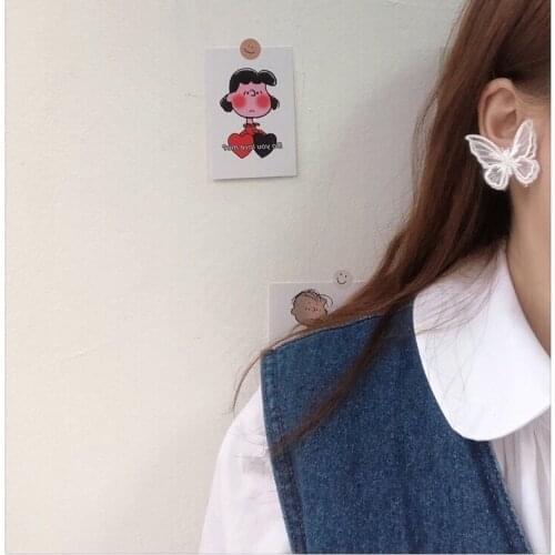 2020 New Vintage Version Of Black White Lace Butterfly Fairy Earrings Women Fashion Jewelry Party Accessories