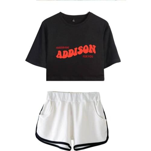 ADDISON RAE:addison for You Pouty Face Women Tracksuit Casual Two Piece Set Sexy tshirt Tops + shorts Outfits Summer Women Sets