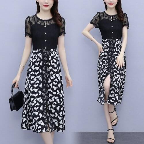 Women lace summer plus size dress L-4XL XXL XXXL 3XL XXXXL party Cocktail A-Line holiday beach slim Casual dress for 100KG woman