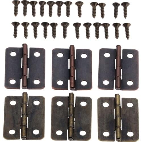 10 Pcs 25*18mm Zinc Alloy Vintage Antique Cabinet Hinges Wardrobe Jewelry Boxes Decorative Hinge Furniture Fittings for Cabinets
